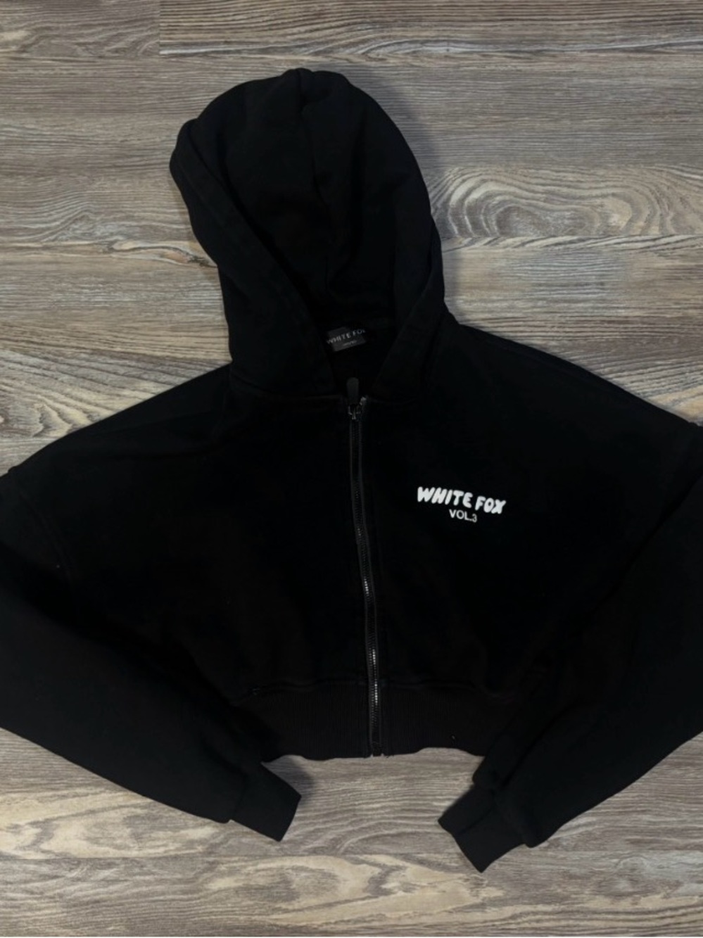 White Fox Cropped Hoodie - XXS